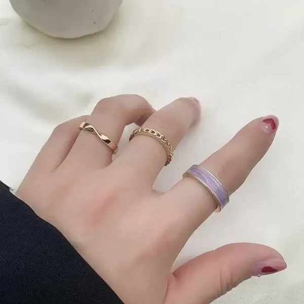 gold rings with purple