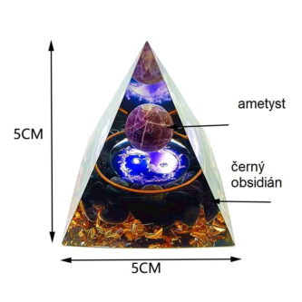 orgonitová pyramida ametyst obsidián 2