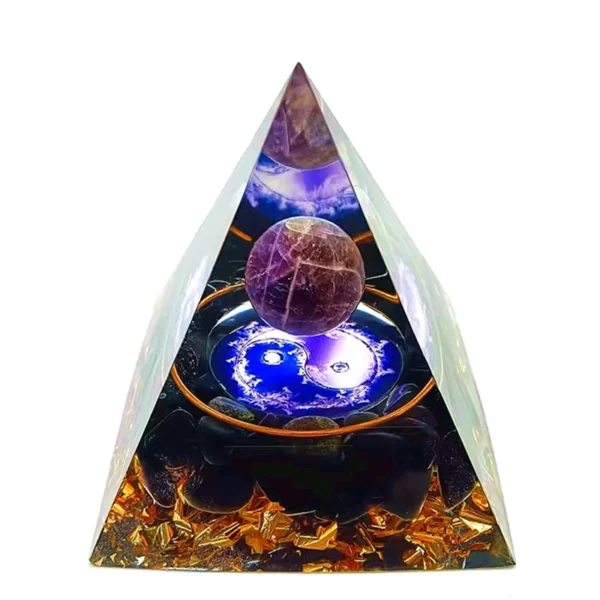 orgonite pyramid amethyst obsidian